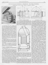 Multiple Nozzle Pelton Water Wheel Antique Engineering Print 1904