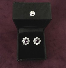 Silver Amethyst Stud Earrings With Safety Catch