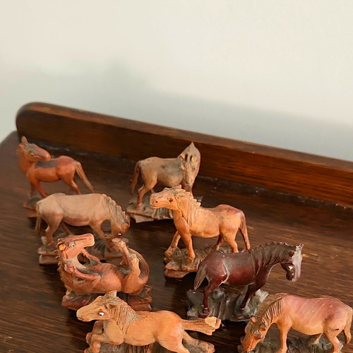 Hand carved wooden - hand, horse