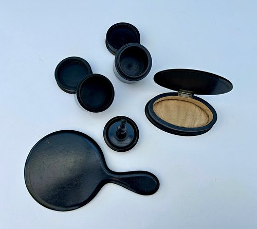 Vintage ebony wood vanity set - vanity,