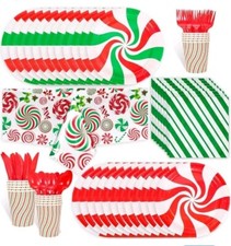 Christmas Candy Canes Disposible Tableware (Plates, Cups, Napkins, Tablecover)