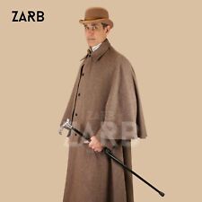Men's Brown Inverness Cape Coat | Sherlock Holmes Style Victorian Wool Cloak