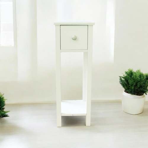 Slim nightstand white drawer - white,