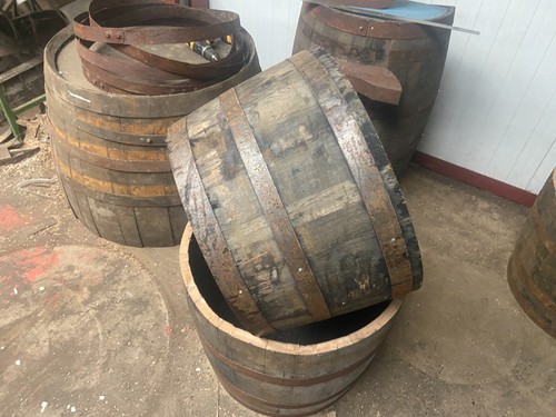 Whisky barrel oak planter tub - oak, planter/tub