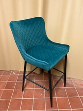 CULT brand Brooklyn Blue Green Teal velvet kitchen bar stools MADE.COM