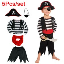 Kids Boys Pirate Costume Halloween Caribbean Pirates Fancy Dress Captain Jack
