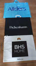 3 large closed department store used plastic carrier bags