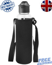 Glass Water Bottle 1 Litre with Straw Motivational Time Markings Neoprene Sleev