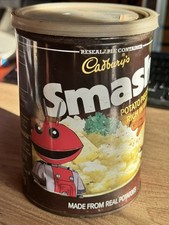 Vintage Cadburys Smash Tin. Collectable. Empty. Alien / Robot.
