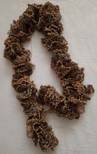 Hand Knitted Ruffle Scarf with Bobble edging - Shades of Brown