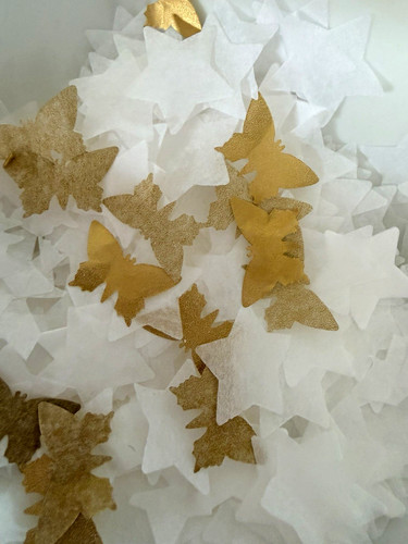 White gold butterfly paper - white,