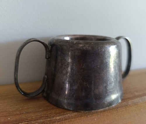 Silver plate two - plate, two-handled