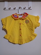 Vintage Michael De Leon Blouse Ruffle Hem Size 3 Yellow Red Retro 80s 90s Rare