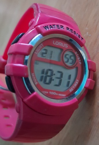 Lorus pink digital watch - lorus, 100m