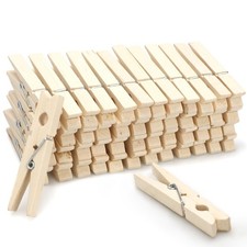 Clothes Pins Wooden – 50 Pack Wooden Clothespins 2.9 Inch with Rust-Resistant...