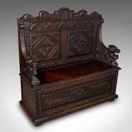 Antique baronial settle - baronial,