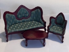 DollsHouse 1/12 Scale Miniature Sofa-  Arm chair & table