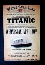 TITANIC 6.3" x 9.5"  REPLICA PAPER POSTER..FIRST SAILING  SOUTHAMPTON - NEW YORK