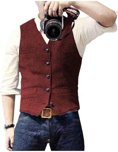 Men classic tweed waistcoat - men's,