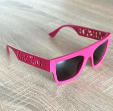 Versace Bright Hot Pink Shield Square Cut Out Logo VE4430U 536787 Sunglasses