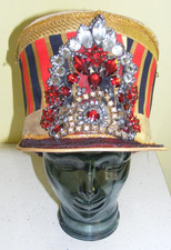 Vintage top hat marching band Steampunk Majorette jewelled front by SDL XL