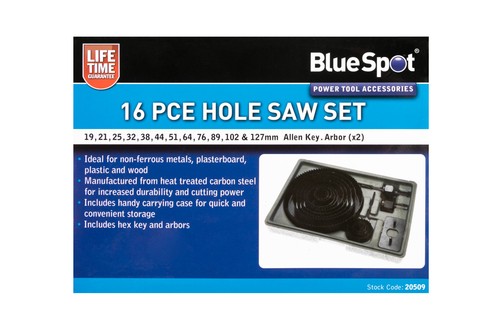 Bluespot 16pc hole saw set - hole,