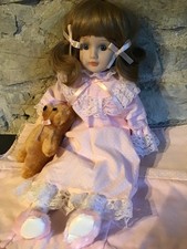 ALBERON COLLECTOR'S PORCELAIN DOLL 16" BOXED PACKAGING INCLUDES BEAR & BLANKET