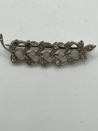 Vintage leaf brooch - brooch, silver