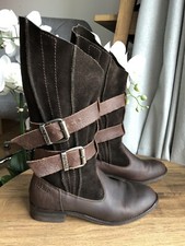 Fat Face Womens boots, size 38 UK 5 rown leather calf-length 