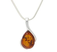 NATURAL BALTIC AMBER Jewellery Gemstone STERLING SILVER 925 PENDANT NECKLACE