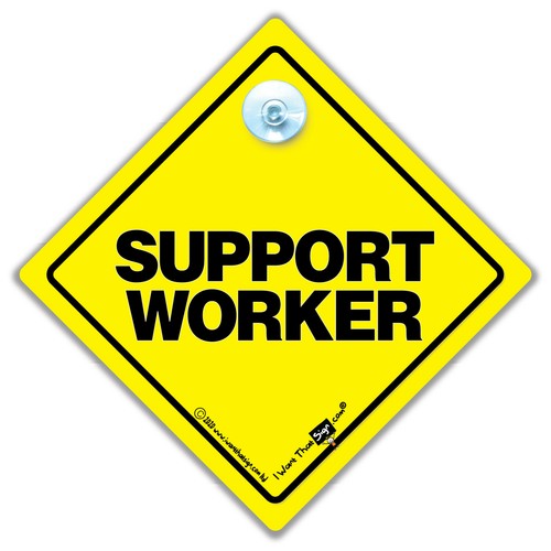 Support worker car sign - worker, sign,