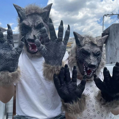 Adult wolf mask hands men - wolf,