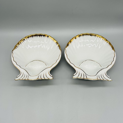 Vintage pair scalloped shell - pair,
