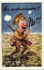 World War 1 Patriotic Postcard - Soldier,  'Are We Downhearted? No!'  Tuck 8834.