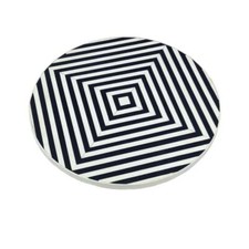 Elegance Round Bone Inlay Coffee Table Black & White Line Countertop Stool Decor