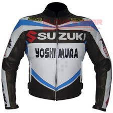YOSHIMURA SUZUKI GSX-R BROWN MOTORBIKE MOTORCYCLE COWHIDE LEATHER JACKET