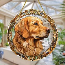 Golden Retriever Suncatcher Decoration Stained Glass Effect Large Dog Lover Gift