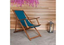 Folding FSC Eucalyptus Wooden Deck Chair Teal - grade B return RRP £64.99