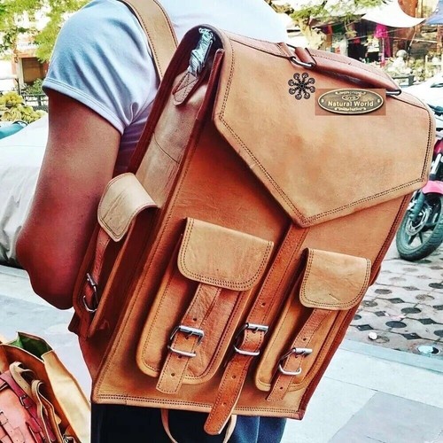 Leather goat backpack bag - leather,