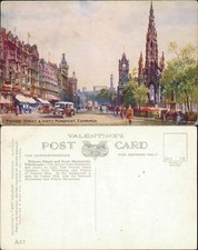Edinburgh Princes Street & Scott Monument Valentines Art Colour Brian Gerald