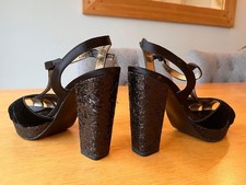 NEW UNWORN - NEXT  Ladies Shoes Silver Embossed Glitter Heels – 5” Stiletto