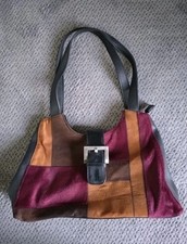 Claire Langford Suede Patchwork Shoulder Bag Handbag