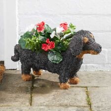 Garden Flower Planter Sausage Dog Outdoor Decor Rattan Plant Pot Animal Patio