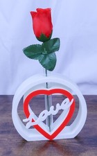 Love heart single rose vase - love,