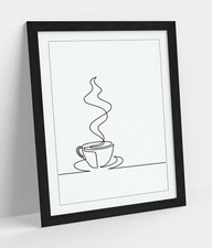 MINIMALIST COFFE CUP ILLUSTRATION -FRAMED WALL ART PICTURE POSTER PRINT DECOR