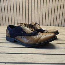 Redfoot Mens Leather & Suede Oxford Gatsby Brogue Shoes Navy & Brown.