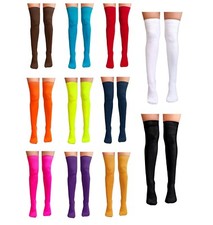 Over The Knee Thigh High Girls Plain Cotton Lycra Socks Sox Halloween Cosplay