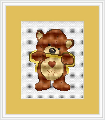 Love bear cross stitch - cross, kit