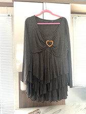 NWD LAGENLOOK DRESS TUNIC LAYERED FRILL GREY JERSEY SIZE XXL 3XL LTH 34"