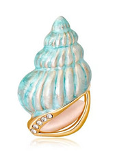 Sea Blue Conch Enamel Shell Brooch Pin Blue Colour Ocean Accessories
